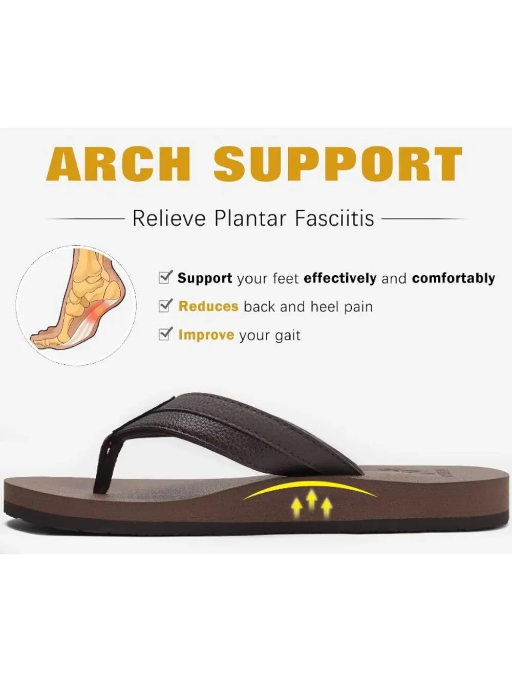 Men's Brown Reddish Yoga Mat Flip Flops Slip On Indoor Outdoor Sandal Slipper